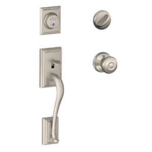 Schlage F60ADDxGEO Addison Single Cylinder Handleset with Georgian Interior Knob