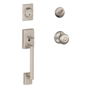 Schlage F60CENxGEO Century Single Cylinder Handleset with Georgian Interior Knob