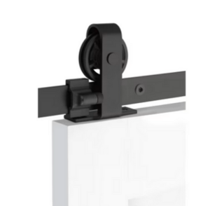 Emtek B120216SPFTDD Classic Top Mount Spoked Wheel Hanger with 16' Track Barn Door Hardware with Flat Fastener for Double Doors