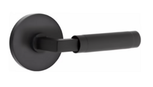 Emtek L-Square Knurled 5059 SD Select Brass Single Dummy Lever with Disk Rosette for Right Handed Doors
