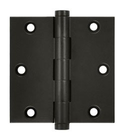 Deltana DSB35-R Residential 3-1/2 Inch x 3-1/2 Inch Solid Brass Full Mortise Hinge with Square Corners (Sold in Pairs)