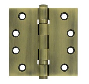 Deltana DSB4B Ball Bearing 4 Inch x 4 Inch Solid Brass Full Mortise Hinge with Square Corners (Sold in Pairs)
