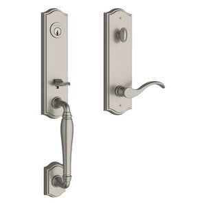 Baldwin EENEWXCURRTAESMT Reserve New Hampshire Single Cylinder Handleset with Curve Lever and Traditional Arched Escutcheon For Right Handed Doors with SmartKey Cylinder