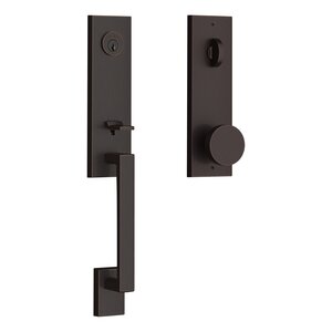 Baldwin EESEAXCONCQESMT Reserve Seattle Single Cylinder Handleset with Contemporary Knob and Contemporary Square Escutcheon with SmartKey Cylinder