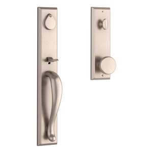 Baldwin EELONXRUSSBE Reserve Longview Single Cylinder Handleset with Rustic Knob and Square Bevel Escutcheon