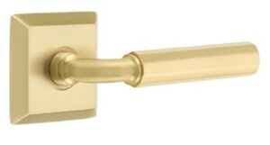 Emtek R-Bar Faceted 8131 Select Brass Passage Leverset with Quincy Rosette for Right Handed Doors