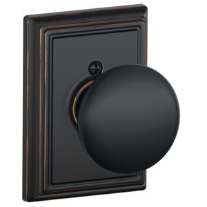 Schlage F170PLY/ADD Plymouth Single Dummy Knob with Addison Decorative Rosette