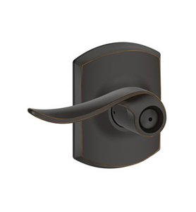 Schlage F40SAC/GRW Sacramento Privacy Leverset with Greenwich Decorative Rosette
