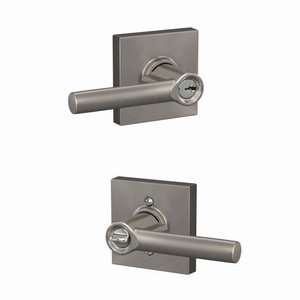 Schlage F51BRW/COL Broadway Keyed Entry Leverset with Collins Decorative Rosette