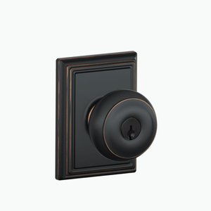 Schlage F51GEO/ADD Georgian Keyed Entry Knobset with Addison Decorative Rosette