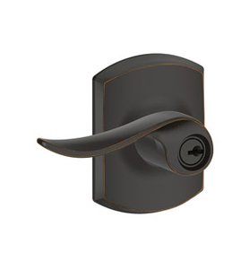 Schlage F51SAC/GRW Sacramento Keyed Entry Leverset with Greenwich Decorative Rosette