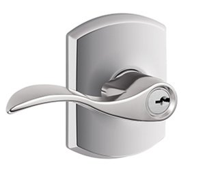 Schlage F51ACC/GRW Accent Keyed Entry Leverset with Greenwich Decorative Rosette