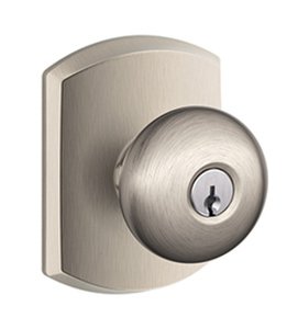 Schlage F51PLY/GRW Plymouth Keyed Entry Knobset with Greenwich Decorative Rosette