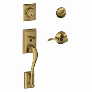 Schlage F60ADDxACCRH Addison Single Cylinder Handleset with Accent Interior Lever for Right Handed Doors
