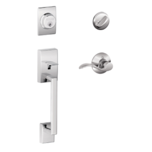 Schlage F60CENxACCRH Century Single Cylinder Handleset with Accent Interior Lever for Right Handed Doors