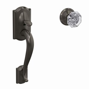 Schlage Custom FC285 CAM/ALXxALD Camelot Lower Handleset with Alexandria Glass Knob &amp; Alden Rosette