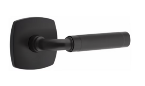 Emtek R-Bar Knurled 5306 SD Select Brass Single Dummy Lever with Urban Modern Rosette for Right Handed Doors