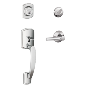 Schlage F60GRWxBRW Greenwich Single Cylinder Handleset with Broadway Interior Lever