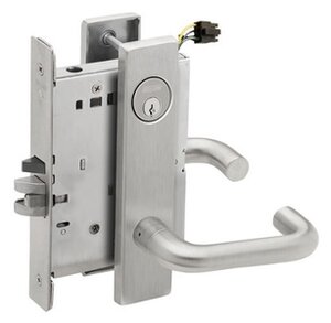 Schlage L9092PELEU 03L Electrically Unlocking or Locking Outside Cylinder and Outside Lever Mortise Lock with 03 Lever and L Escutcheon