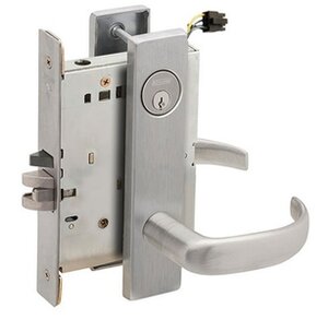 Schlage L9092PELEU 17L Electrically Unlocking or Locking Outside Cylinder and Outside Lever Mortise Lock with 17 Lever and L Escutcheon