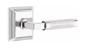 Emtek L-Square Knurled 8561 Select Brass Full Dummy Leverset with Wilshire Rosette