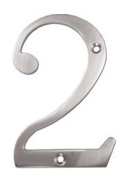 Deltana RN6-2U Solid Brass 6 Inch House Number "2"