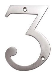 Deltana RN4-3U Solid Brass 4 Inch House Number "3"