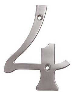 Deltana RN4-4U Solid Brass 4 Inch House Number "4"