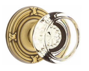 Emtek Georgetown Crystal 8057 Full Dummy Knobset with Ribbon &amp; Reed Rosette