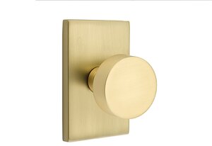 Emtek Round 5112 Brass Modern Passage Knobset with Modern Rectangular Rosette