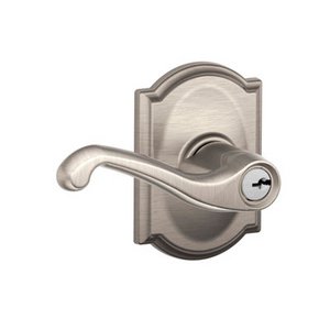 Schlage F51FLA/CAM Flair Keyed Entry Leverset with Camelot Decorative Rosette
