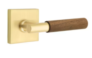 Emtek T-Bar Dark Walnut 5210 Select Brass Privacy Leverset with Square Rosette for Left Handed Doors