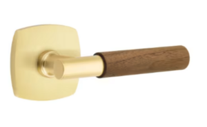Emtek T-Bar Dark Walnut 5306 Select Brass Full Dummy Leverset with Urban Modern Rosette