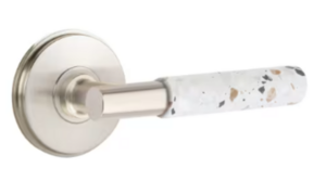 Emtek T-Bar Light Terrazzo 8110 Select Brass Passage Leverset with Watford Rosette for Left Handed Doors