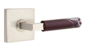 Emtek L-Square Rosso Levanto Marble 5050 SD Select Brass Single Dummy Lever with Square Rosette for Right Handed Doors