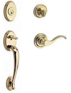 Baldwin SCCOLxCURRTRR Reserve Columbus Single Cylinder Handleset with Curve Lever and Traditional Round Rosette for Right Handed Doors