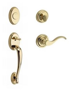 Baldwin FDCOLxCURLTRR Reserve Columbus Full Dummy Handleset with Curve Lever and Traditional Round Rosette for Left Handed Doors