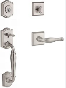 Baldwin SCWESxDECRTSR Reserve Westcliff Single Cylinder Handleset with Decorative Lever and Traditional Square Rosette for Right Handed Doors