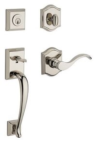 Baldwin SCNAPxCURRTAR Reserve Napa Single Cylinder Handleset with Curve Lever and Traditional Arch Rosette for Right Handed Doors