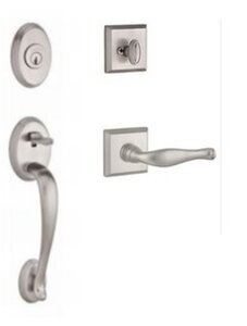 Baldwin SCCOLxDECRTSR Reserve Columbus Single Cylinder Handleset with Decorative Lever and Traditional Square Rosette for Right Handed Doors