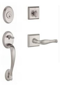 Baldwin SCCOLxDECLTSR Reserve Columbus Single Cylinder Handleset with Decorative Lever and Traditional Square Rosette for Left Handed Doors