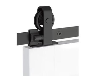 Emtek B120206SPCL Classic Top Mount Spoked Wheel Hanger with 6'-6" Track Barn Door Hardware with Classic Fastener