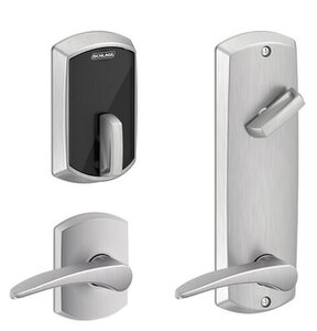 Schlage Electronic FE410FGRW512MNH Control Smart Interconnected Lock UL Listed with Greenwich Trim and Manhattan Lever with 5-1/2 Inch Bore Spacing