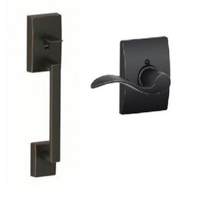 Schlage FE285 CEN/ACCxCEN Century Lower Handleset with Accent Lever &amp; Century Rosette for Left Handed Doors