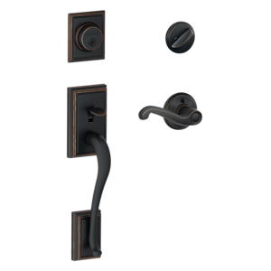 Schlage F60ADDxFLALH Addison Single Cylinder Handleset with Flair Interior Lever for Left Handed Doors