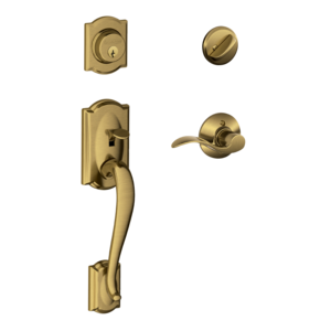 Schlage F60CAMXACCLH Camelot Single Cylinder Handleset with Accent Interior Lever for Left Handed Doors