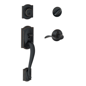 Schlage F60CAMXACCRH Camelot Single Cylinder Handleset with Accent Interior Lever for Right Handed Doors
