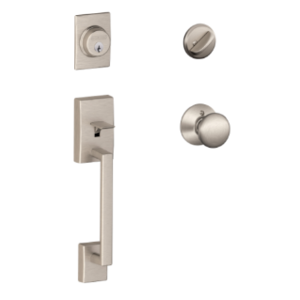Schlage F60CENxPLY Century Single Cylinder Handleset with Plymouth Interior Knob