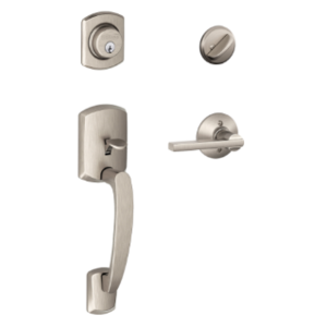 Schlage F60GRWxLAT Greenwich Single Cylinder Handleset with Latitude Interior Lever