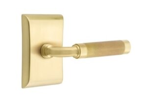 Emtek R-Bar Knurled 5051 Select Brass Full Dummy Leverset with Neos Rosette